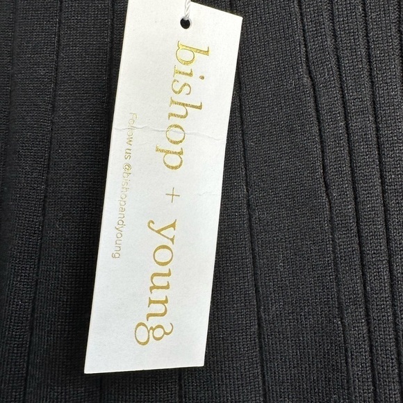 NWT Bishop + Young Black Ribbed Pleated Asymmetrical Midi Skirt Size Small - Picture 12 of 15